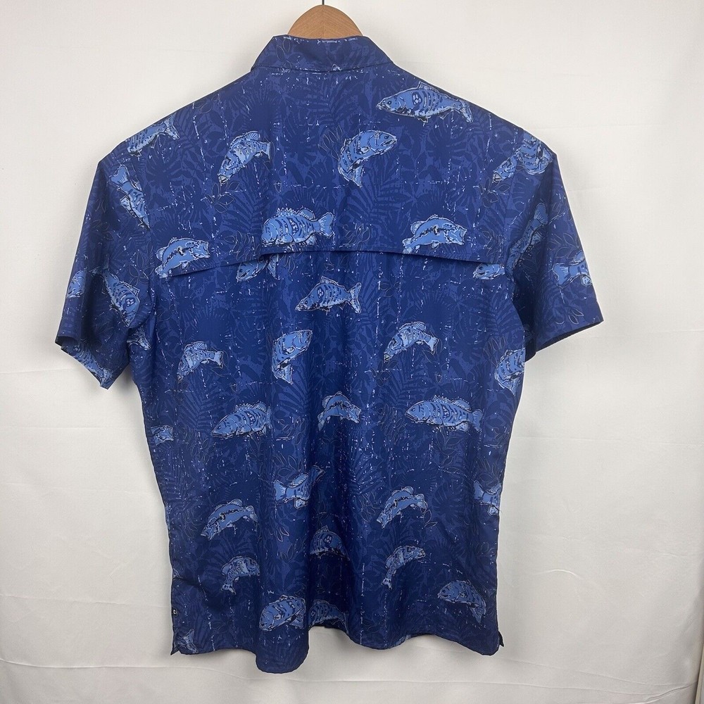 Chaps Men's Blue Fish Pattern Polyester Short Sle… - image 7
